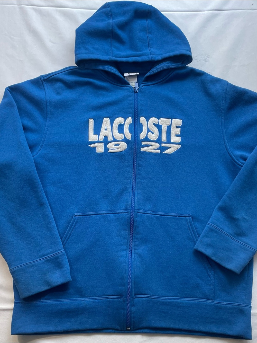 Lacoste Sport Full Zip Blue Hoodie Sweatshirt Men’s Size 5(L)